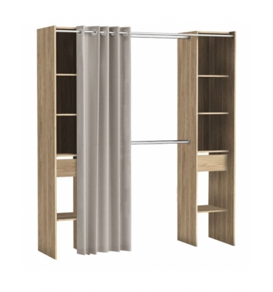 VESTIDOR CON CORTINAS, ESTANTES Y CAJONES PILAR